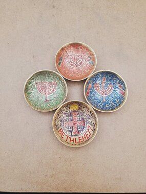 Vintage Brass Plates,small Brass Plate, Carved Trincket Plate, Carved Brass